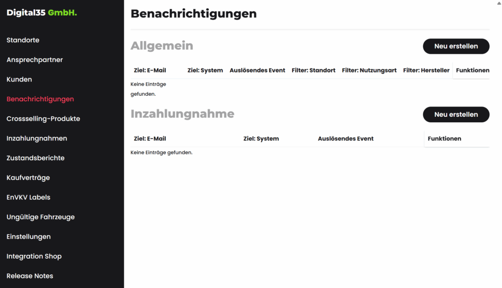 Lead-Konfiguration im Admin-Bereich