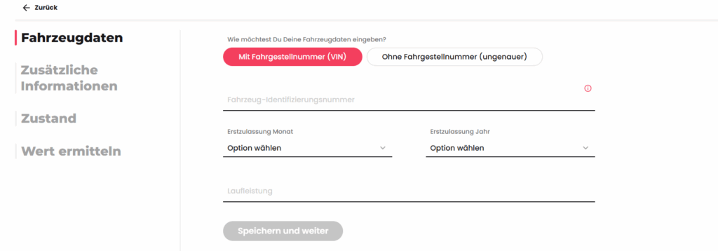 Inzahlungnahme-Optionen im Admin-Bereich